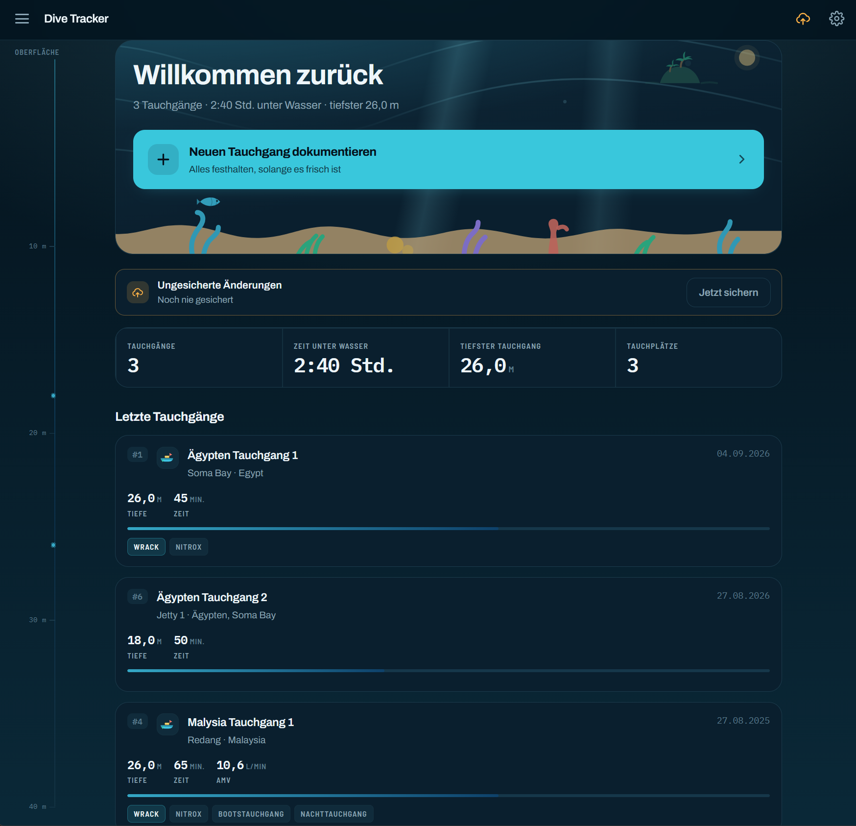 Dive Tracker Vorschau