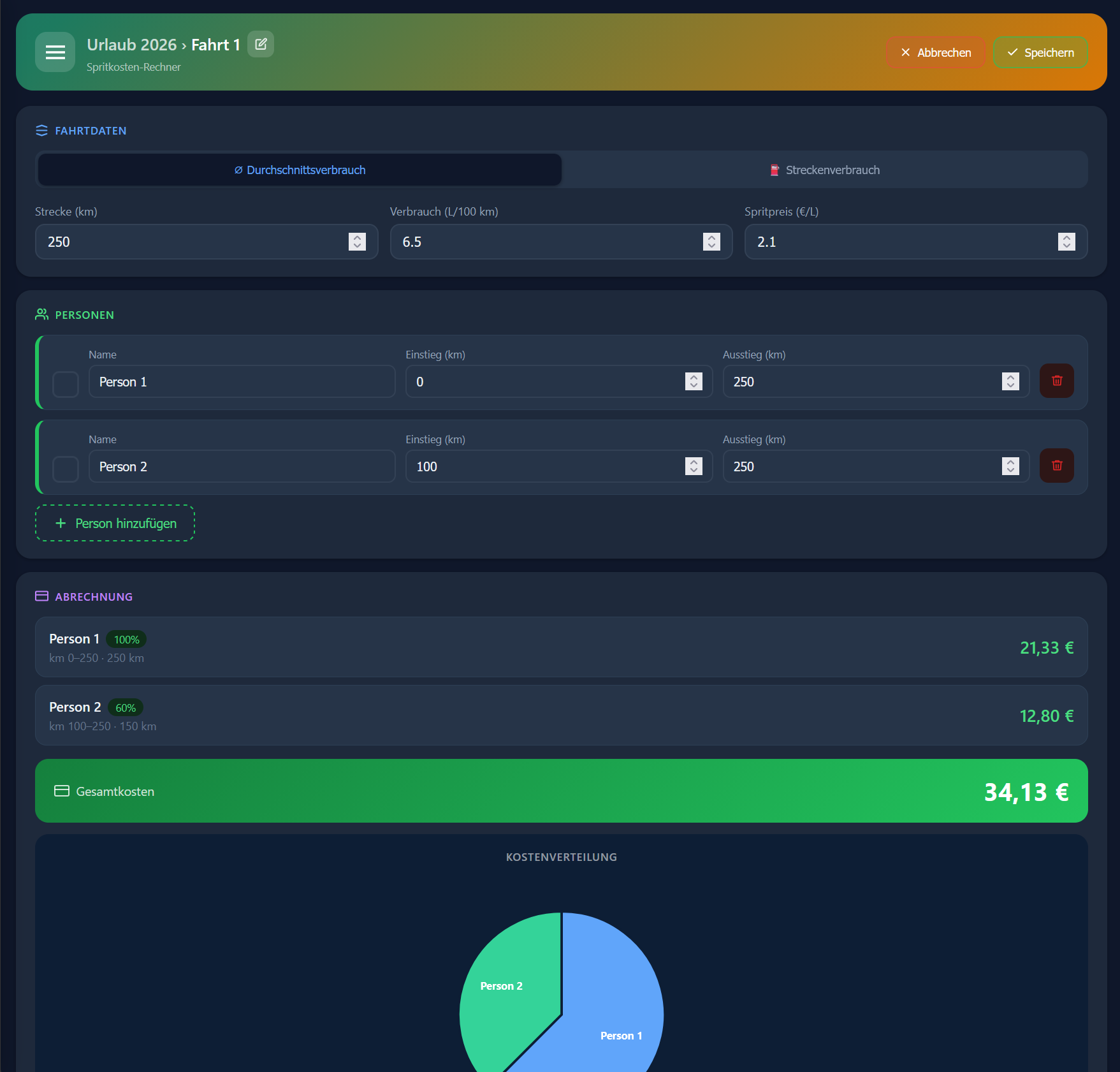 Fuel Cost Calculator Vorschau